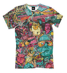 Comicsoma Fear And Loathing In Las Vegas All Over Graphic T Shirt Psychedelic Clothing Fear And Loathing Casual Tops For Women