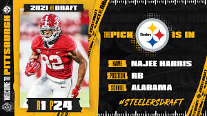 Najee jerome harris (born march 9, 1998) is an american football running back for the alabama crimson tide. Steelers Select Najee Harris In First Round