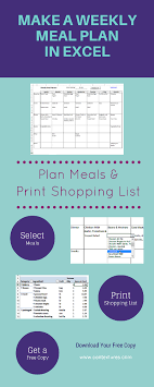 Excel Weekly Meal Planner Meal Planner Template Weekly Meal Planner Template Meal Planning Template