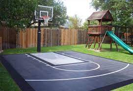 This works well as long as you don't have any tree roots that grow under the court or else they'll push it up later on as they grow. 20 X 25 Basketball Court Dunkstar Diy Basketball Courts Basketball Court Backyard Backyard Basketball Backyard Court