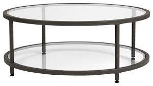 Costway tempered glass oval side coffee table shelf chrome base living room black. Modern Coffee Table Pewter Metal Frame With Tempered Glass Top Contemporary Coffee Tables By Efurnish Houzz