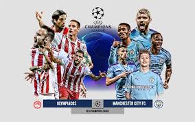 Manchester city wallpapers with logo's from the football club from england. Download Wallpapers Olympiacos Vs Manchester City Fc Group C Uefa Champions League Preview Promotional Materials Football Players Champions League Football Match Olympiacos Manchester City Fc For Desktop Free Pictures For Desktop Free