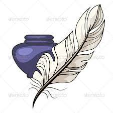 Vintage Inkwell And Feather Feather Drawing Inkwell Feather Quill