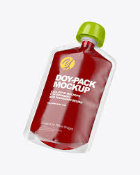 Download Doy Pack With Jam Mockup In Pouch Mockups On Yellow Images Object Mockups PSD Mockup Templates