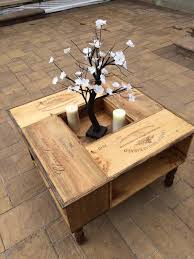 A homemade coffee table can start with many different recycled items. Pin By Deborah Annable On Wine Boxes Diy Coffee Table Decor Coffee Table Design