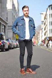 Denim Jacket And Jeans Men S Look White Jeans Men Denim Jacket Fashion Mens Fashion Denim