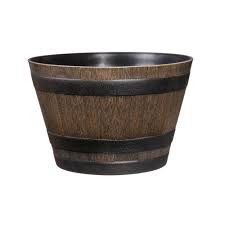 Classic Home And Garden 20 In Resin Whiskey Barrel Kentucky Walnut Outdoor Decorating In 2019 Wine Barrel Planter Barrel Planter Whiskey Barrel Planter