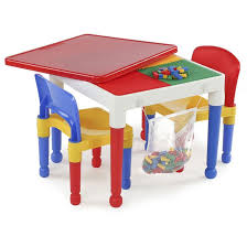 Tot Tutors 2 In 1 Plastic Building Block Compatible Activity Table And 2 Chairs Set Kids Table And Chairs Table And Chair Sets Lego Duplo Table