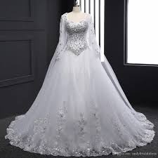 Check spelling or type a new query. Discount2019 Crystals Rhinestones Bling Wedding Dress Long Sleeve Sweetheart A Line Bridal Gowns With Watteau Train From Andybridaldress 230 12 Dhgate Com