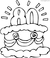 80th Birthday Cake Coloring Page Coloringall