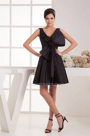 A Line Handmade Flowers Short Mini Sleeveless Short Black Bridesmaid Dresses 02010411 Summer Cocktail Dress Classic Cocktail Dress Satin Cocktail Dress