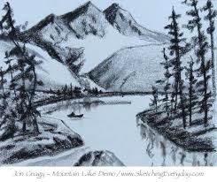 Mountain Lake Drawing At Paintingvalley Com Explore Collection Of Mountain Lake Drawing
