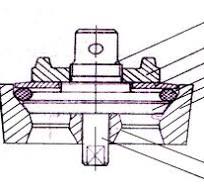 New design of mud pump valve: 1-valve seat; 2-poppet ...