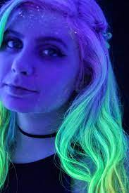 Gorgeous Blacklight Photo Taken By Lauren Limon Of My New Kenra Neon Hair Contest Entry Not Quite Glow In The Dark But Very U Hair Contest Dark Hair Neon Hair