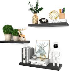 To make sure you get a calm and unified impression, try using frames in the same colour, or pictures that follow a certain colour scheme. Amazon Com Runacc Black Floating Shelves For Wall Set Of 3 Wall Mounted Shelf Floating Shelves Home Decorations Ledge Shelves Wide Panel For Living Room Bedroom Storage Bathroom Office Kitchen Kitchen