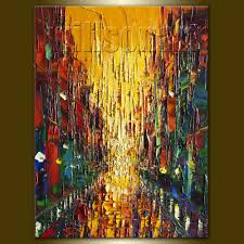 City Rain Impression Cityscape Giclee Canvas Print Modern Art From Original Oil Painting By Willson Lau Giclee Canvas Prints From Original Paintings By Willso Canvas Giclee Art Canvas Prints