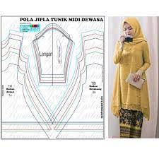 Butuh berapa meter kain untuk membuat tunik. Pola Baju Pola Jahit Tunik Midi Dewasa Ukuran S Xxl Shopee Indonesia