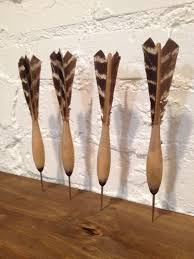 Vintage Wood Darts With Steel Tips Turkey Feather Flights Etsy Vintage Wood Vintage Hipster Chic