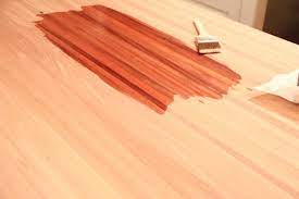 I'd like to share a few thoughts on my butcher block desk top project using waterlox finishes. Butcher Block Hardwood Countertops Bright Green Door