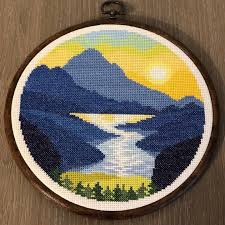 Each color is on a separate page that. Sunset By The River Cross Stitch Pattern Modern Cross Stitch Etsy Cross Stitch Landscape Modern Cross Stitch Patterns Cross Stitch Patterns