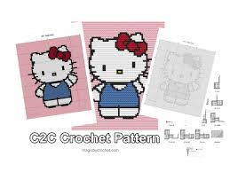 Hello Kitty C2c Crochet Pattern Pdf Chart Instant