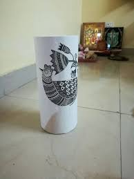 Vase Reusing The Antiquity Blue Whisky Box The Zentangled Bird Is Designed With Black Pen Not A Complete One Though Antiques Vase Whisky