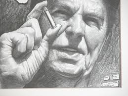 Ronald Reagan Pencil Drawing Vtg 80s Los Angeles Times R. Milholland Op Ed  Art