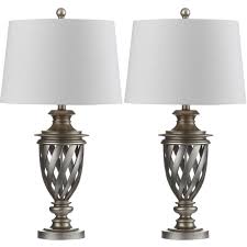 Safavieh Byron 28 5 In Antique Silver Urn Table Lamp With White Shade Set Of 2 Lit4322a Set2 The Home Depot