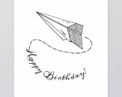 Printable Paper Plane Write Happy Birthday Digital Illustration Minimalist Wall Art Bday Decor Diy Prints Unique Items Products Digital Art Photography