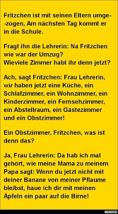 Fritzchen Ist Mit Seinen Eltern Umgezogen Witze Fritzchen Witze Lustige Witze