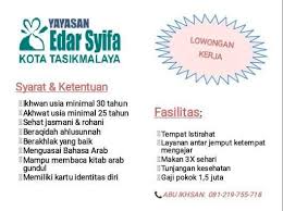 Search only for yayasan kerja di tasikmaaya jan 09, 2021 · lowongan kerja hari ini lengkap di lokertasikmalaya.id untuk lulusan sma, d1,d2,d3,s1 upadate setiap hari, untuk daerah tasikmalaya dan sekitarnya, kami mendapatkan sumber dengan valid dan terpercaya dari hrd hrd perusahaan. Loker Customer Service Tasikmalaya Diutamakan Wanita Hugo Job Loker