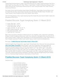 Prediksi Bocoran Togel Hongkong Senin 11 Maret 2019 By Angelina1310 Issuu