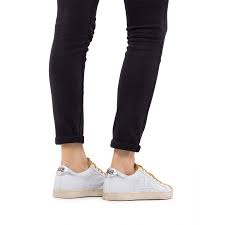 Bis zu −60% im sale 10 modemarken alle farben jetzt shoppen » Damen Sneakers Schuhe P448 John W Whi Gol Leder Weiss