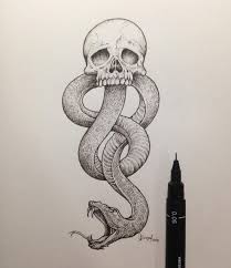 The Dark Mark Harry Potter Dark Mark Snake Drawing Ink Drawing Techniques
