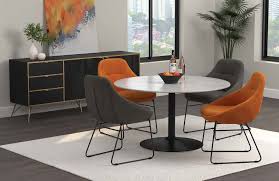 Get free shipping on qualified round, marble kitchen & dining tables or buy online pick up in store today in the furniture department. 108020 5 Pc Ivy Bronx Randell Bartole White Marble Top 48 Round Black Metal Finish Dining Table Set