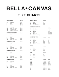 Bella Tee Size Chart Toffee Art