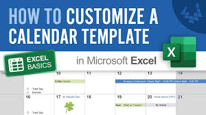 How To Customize A Calendar Template In Excel Youtube