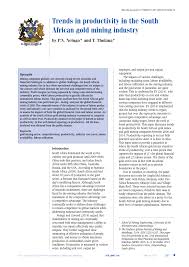 Pdf Trends In Productivity In The South African Gold Mining Industry