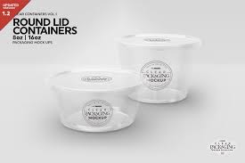 Round Lid Deli Containers Mockup Clear Container Packaging Mockup Lidded Container