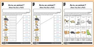 Free printable french worksheets for grade 4 can be used by anyone at your home for teaching and studying goal. French Activity Worksheet As Tu Un Animal