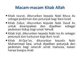 Ummi. taurat yang diajarkan yesus adalah taurat yang sudah disempurnakan kepada injil/bible, injil/bible dan torah yang mana kitab ini masih diyakini pada masa ini oleh kristen (bible) dan yahudi (torah) sudah. Konsep Iman Kepada Kitab Kitab Allah Ppt Download