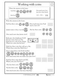 Working With Coins Money Math Word Problem Worksheets Money Math Worksheets