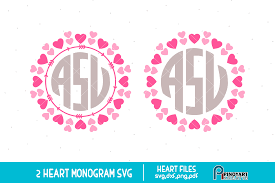 Download Heart Monogram Frame Svg Valentine Svg Vector Files Crella
