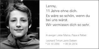 Traueranzeigen von Leonard Timon Janis Sieben