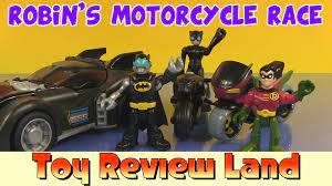 Imaginext Robin In Robin S Motorcycle Race With Catwoman Batman And