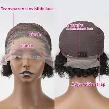 Pixie Cut Wig Short Curly Human Hair Wigs 13X1 Transparent Lace Wig Fo