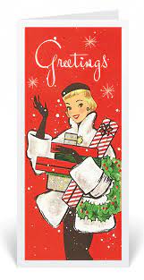 Holiday cards contemporary modern blue holiday cards corjlcards cowboy santa customer if you love vintage 1950's design, then you will love our exclusive vintage holiday card collection. Vintage Retro 1950 S Holiday Card Vintage Christmas Cards Retro Christmas Christmas Greetings
