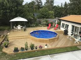 Ovanmarkspool Rund Pool Nedgravd Fran Primastar Bakgard Pool Pooldack