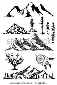 Cartoon Island Drawing Birds Eye View Pine Tree Sketch Stock Illustrations Cartoons Mountain Tattoo Tree Sketches Mountain Drawing