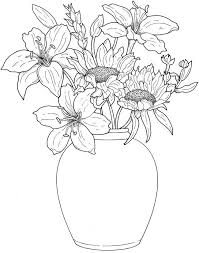 Floral Flower Vase Free Printable Coloring Page By Dover Publications Flower Coloring Pages Flower Drawing Coloring Pages